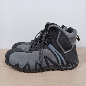 Terra Boots Mens 6 Gray Black Leather Mid Hiking Lace Up Trail Casual Boots